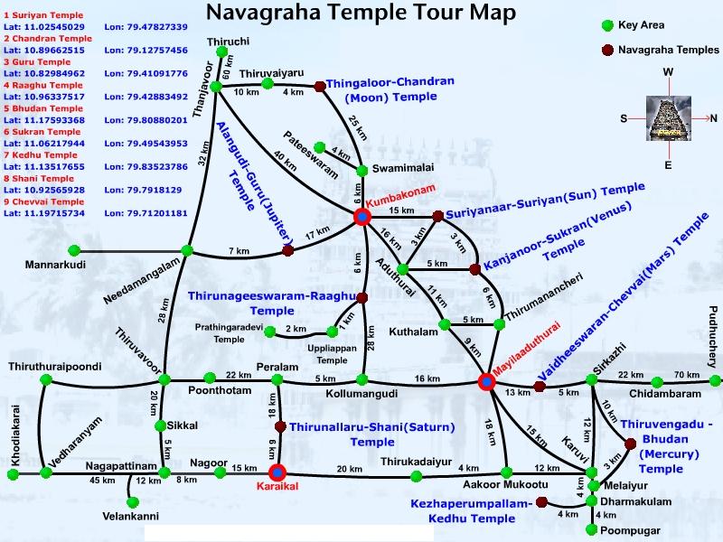 kumbakonam temple tour map