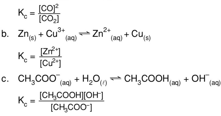 Tuliskan bentuk rumus tetapan kesetimbangan Kc pada reaksi berikut! a