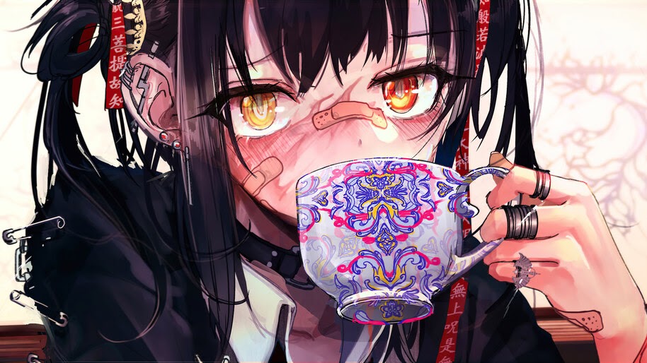 Anime Girl Drinking Coffee 4k Wallpaper 6 2614