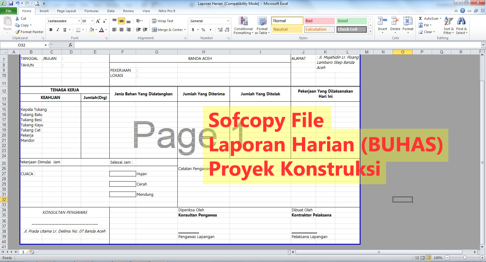 Laporan Harian Pekerjaan Proyek Konstruksi (BUHAS) File