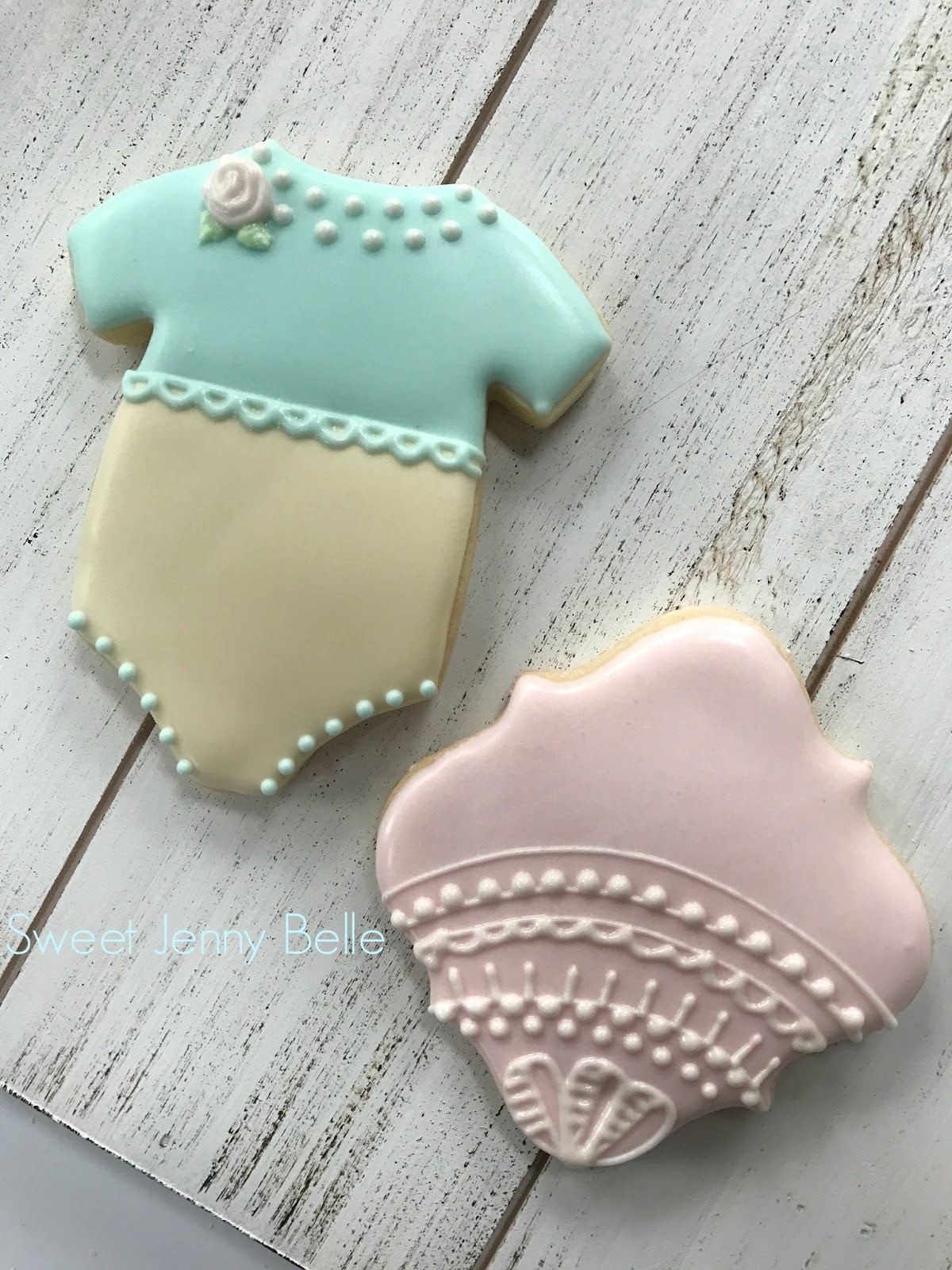 Sweet Baby Onesie Cookie Tutorial Sweet Jenny Belle easy sugar
