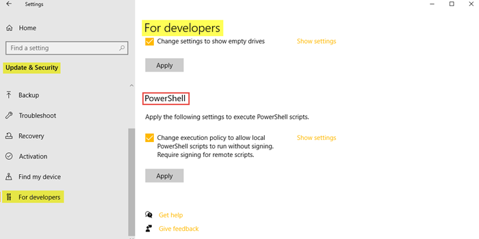 Windows Update & Beveiligingsinstellingen in Windows 10