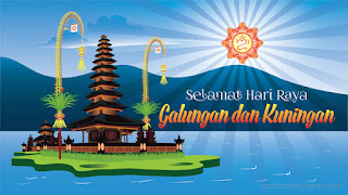Balinese Hindu Holiday Greeting Selamat Galungan With Ulun Danu Temple