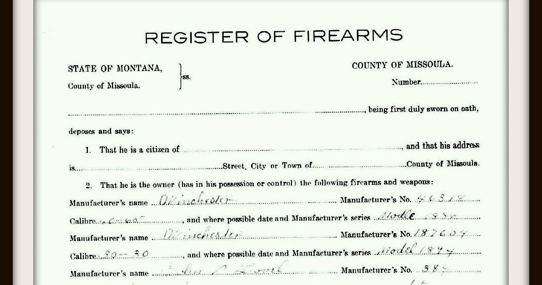 Granite County History Gun Registration in Montana during WWI