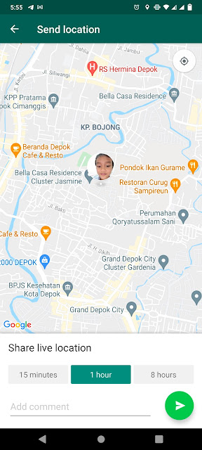 share lokasi whatsapp dengan durasi