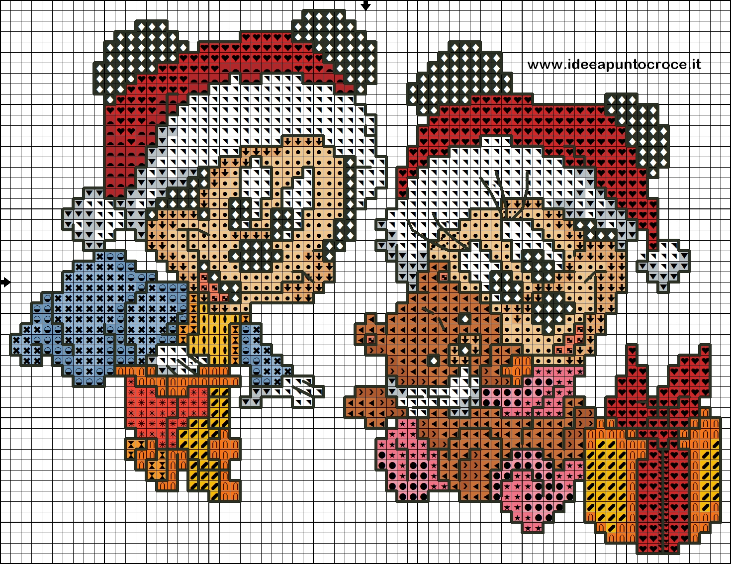 SCHEMI DISNEY A PUNTO CROCE SCHEMI BABY MINNIE E TOPOLINO BABY MINNIE E PAPERINA NATALIZIE SCHEMA PUNTO CROCE