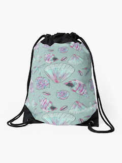 Seashell Patterned Drawstring Bag