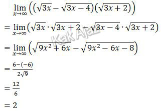 Penyelesaian limit bentuk akar UN 2019 no.15