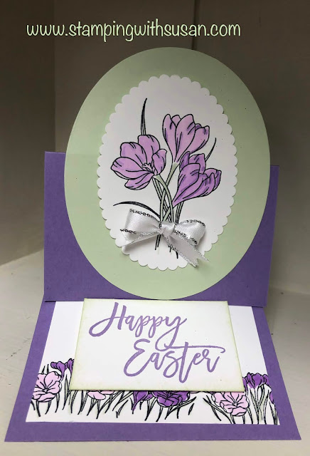 Stampin' Up! Easter Promise, Easel Card, Fun Fold Card, www.stampingwithsusan.com, Easter, Flowers, Highland Heather,