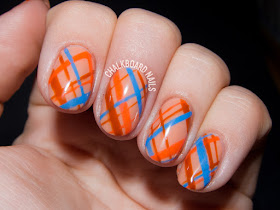 Autumnal plaid nail art by @chalkboardnails