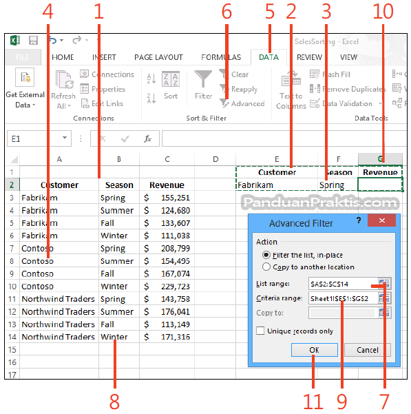 Cara Membuat Dan Menghapus Advanced Filter Di Excel 2013