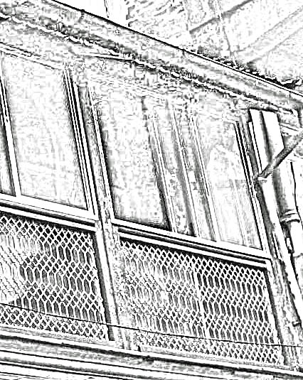 old style balcony railing sketch
