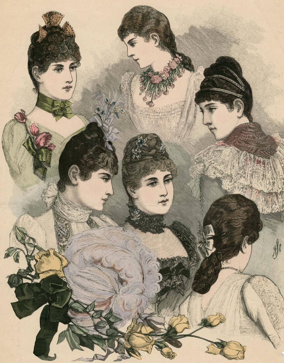 Куафер это. Мода 1888 года женская. Прически 1880. Прически 1888 женские. Прическа на бал 19 век.