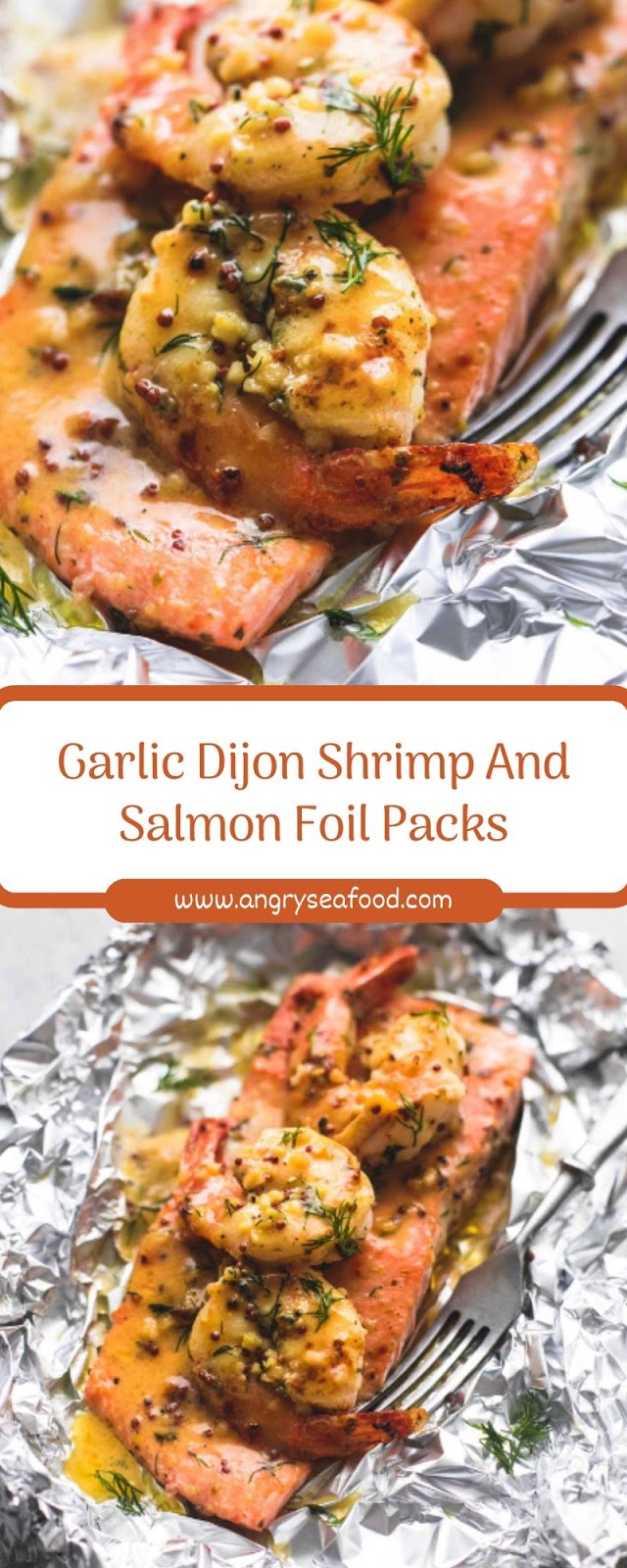 Garlic Dijon Shrimp And Salmon Foil Packs Garlic Dijon Shrimp And Salmon Foil Packs