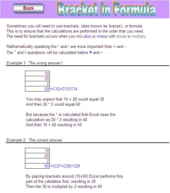 VOLUMERS USES OF BRACKET IN EXCEL FORMULA