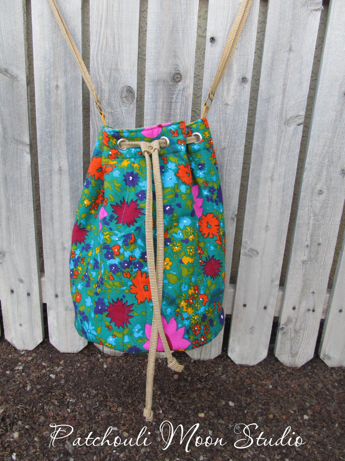 Patchouli Moon Studio Drawstring Duffel Bucket Tote