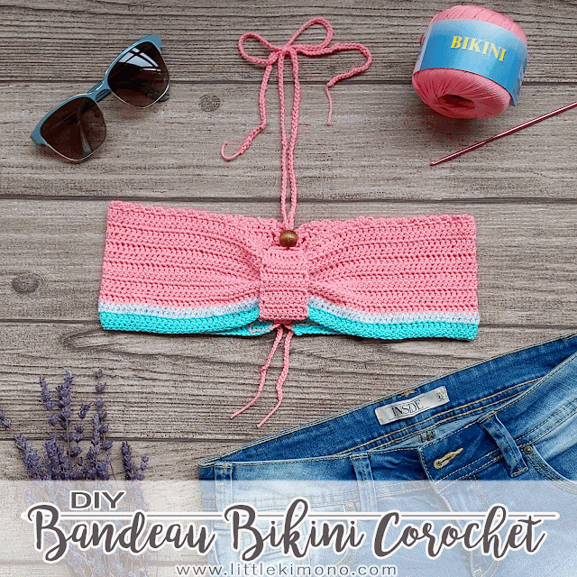 Bandeau de Sandía en Crochet con Hilo Bikini Little Kimono Handmade