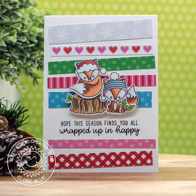 Sunny Studio Stamps: Foxy Christmas Holiday Cheer Paper Pad Colorful Winter Themed Holiday Card by Eloise Blue