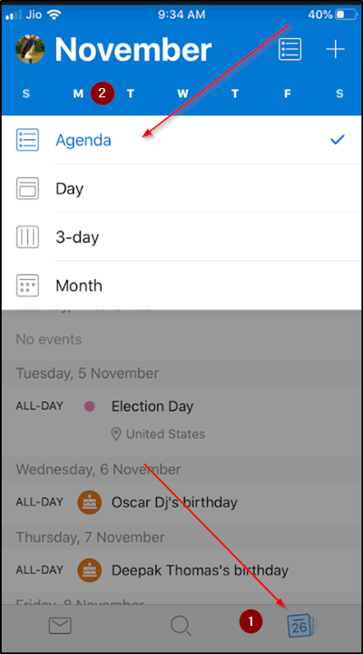 Aplicación móvil de Outlook para iOS