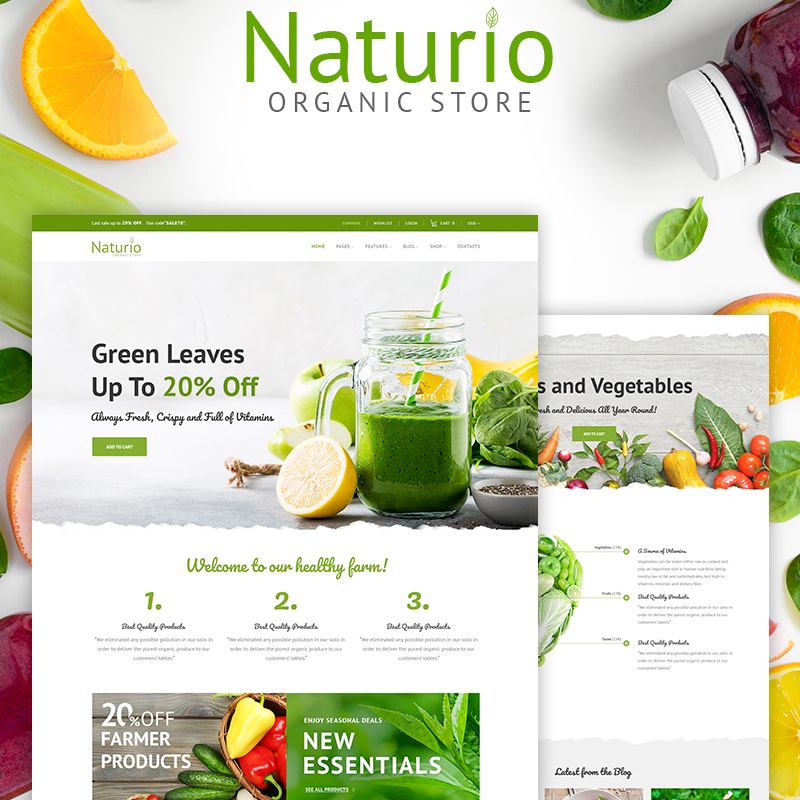 Naturio Food Store Template WooCommerce Theme 