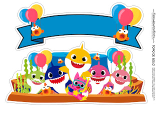 Baby Shark: Toppers para Tartas, Bizcochos o Pasteles para Imprimir Gratis. Baby Shark: Toppers para Tartas, Bizcochos o Pasteles para Imprimir Gratis.