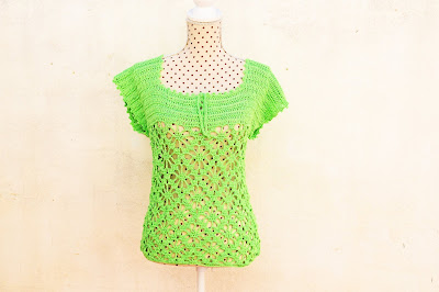 1 -Crochet IMAGEN Blusa verde a crochet y ganchillo muy fácil y sencilla. MAJOVEL CROCHET