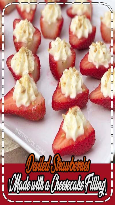 These sweet cream cheese stuffed strawberries are the most delightful finger food for just about any party. They're also fun for Valentine's Day or girl's night in! Either way, this spectacular table display will be the hit of the party.