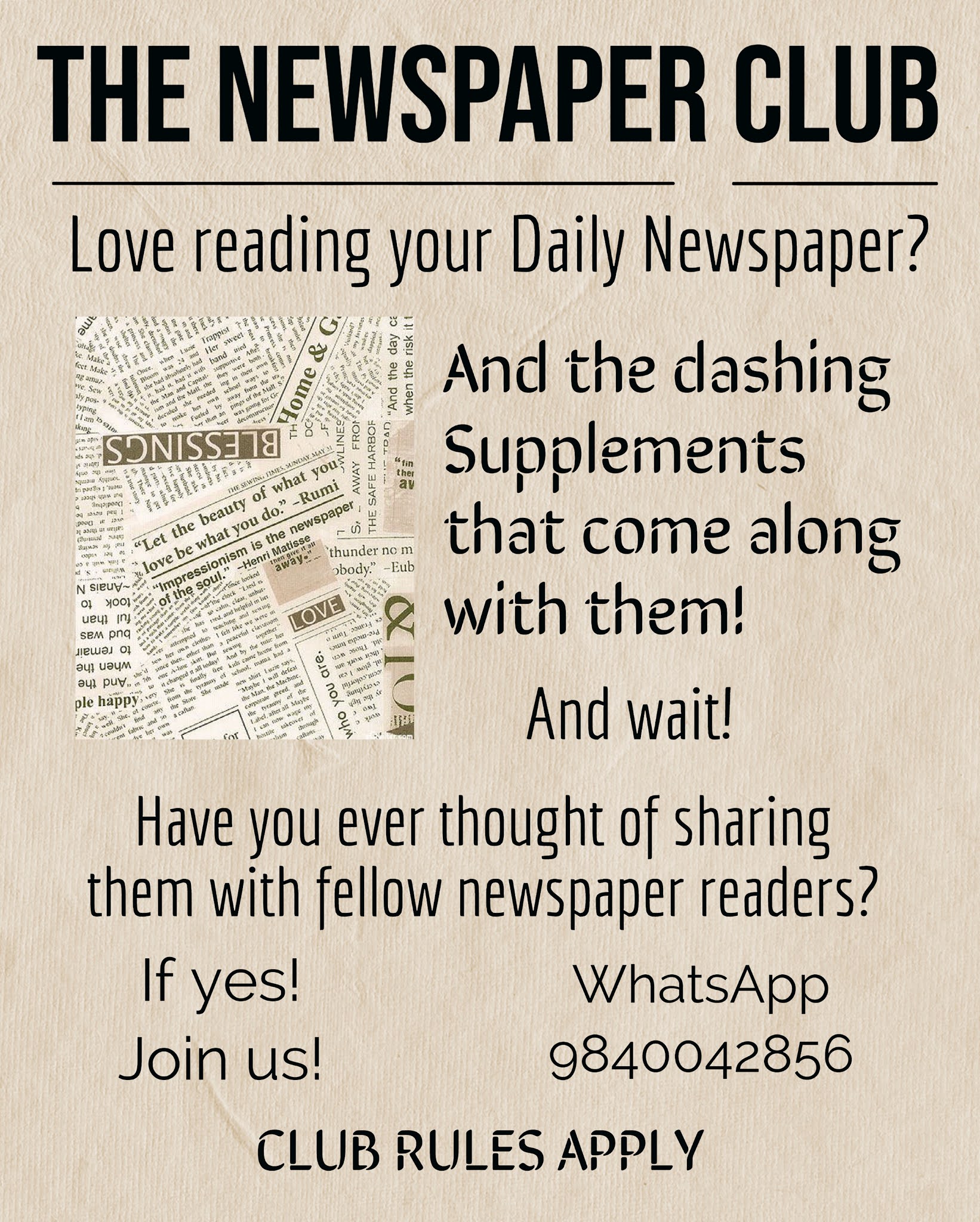 Literary Musings Join us The Newspaper Club!