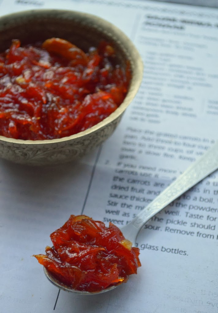 Sweet 'n' Savoury Gajarmewanuachaar(Carrot and dried fruit sweet pickle)my Irani connection