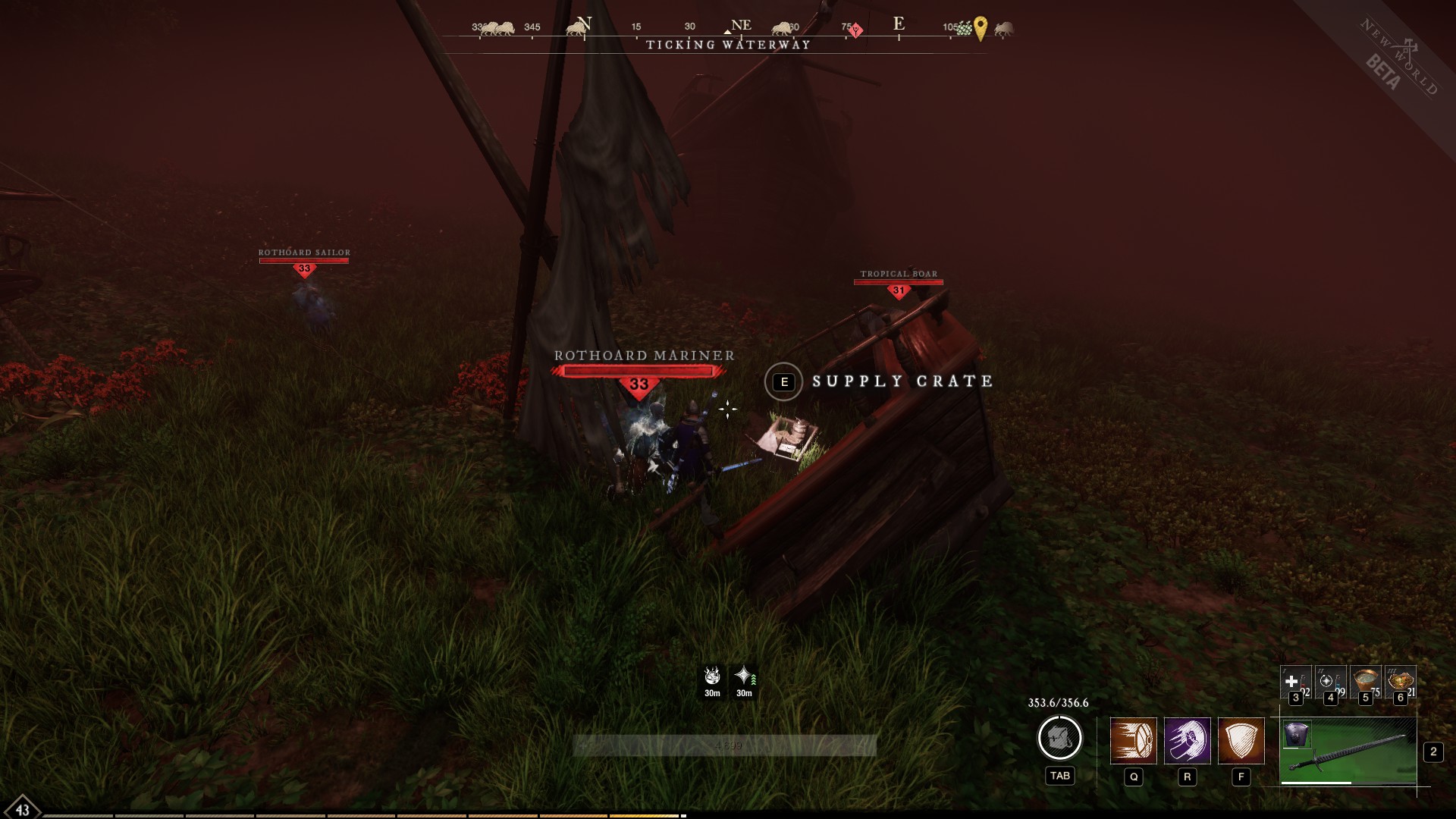 New World Ticking Waterway chest locations