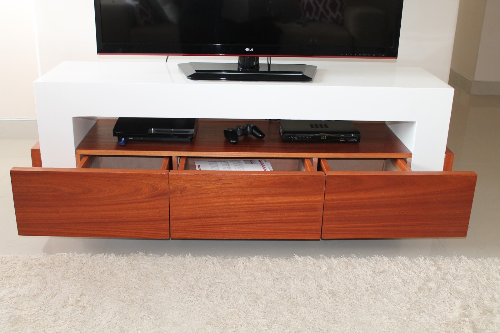 Custom Carpentry "White and Wood" Plasma Unit