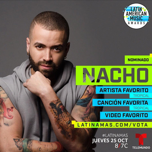 Nacho con tres nominaciones a los Latin American Music Awards