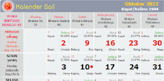 kalender bali oktober 2022 masehi - kanalmu