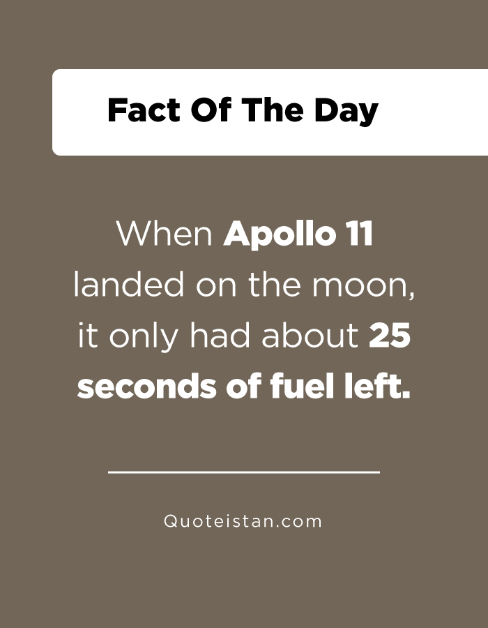 When Apollo 11 landed on the moon, it only had about 25 seconds of fuel left.