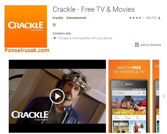 Aplikasi Crackle Beberapa aplikasi untuk memutar streaming film.