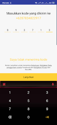 verifikasi kode pendaftaran login aplikasi recome android