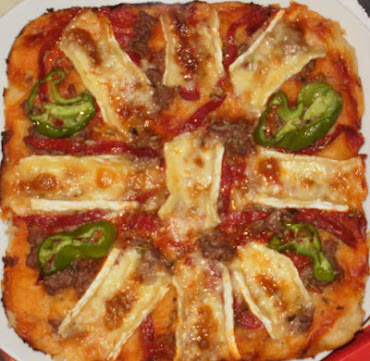 Pizza Mediterránea con queso brie