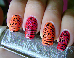 acrylic nail holographic konad nails unknown stamping animal addict