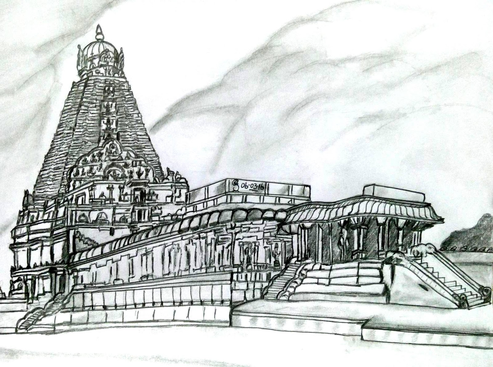 Tanjore Big Temple Drawing by Kaliaperumal Bharathi  Fine Art America