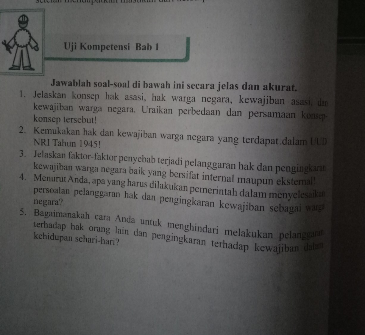Kunci Jawaban Uji Kompetensi Bab 1 - Ppkn - Kelas 12