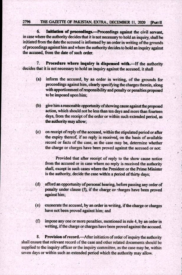 CIVIL SERVANTS EFFICIENCY AND DISCIPLINE RULES 2020