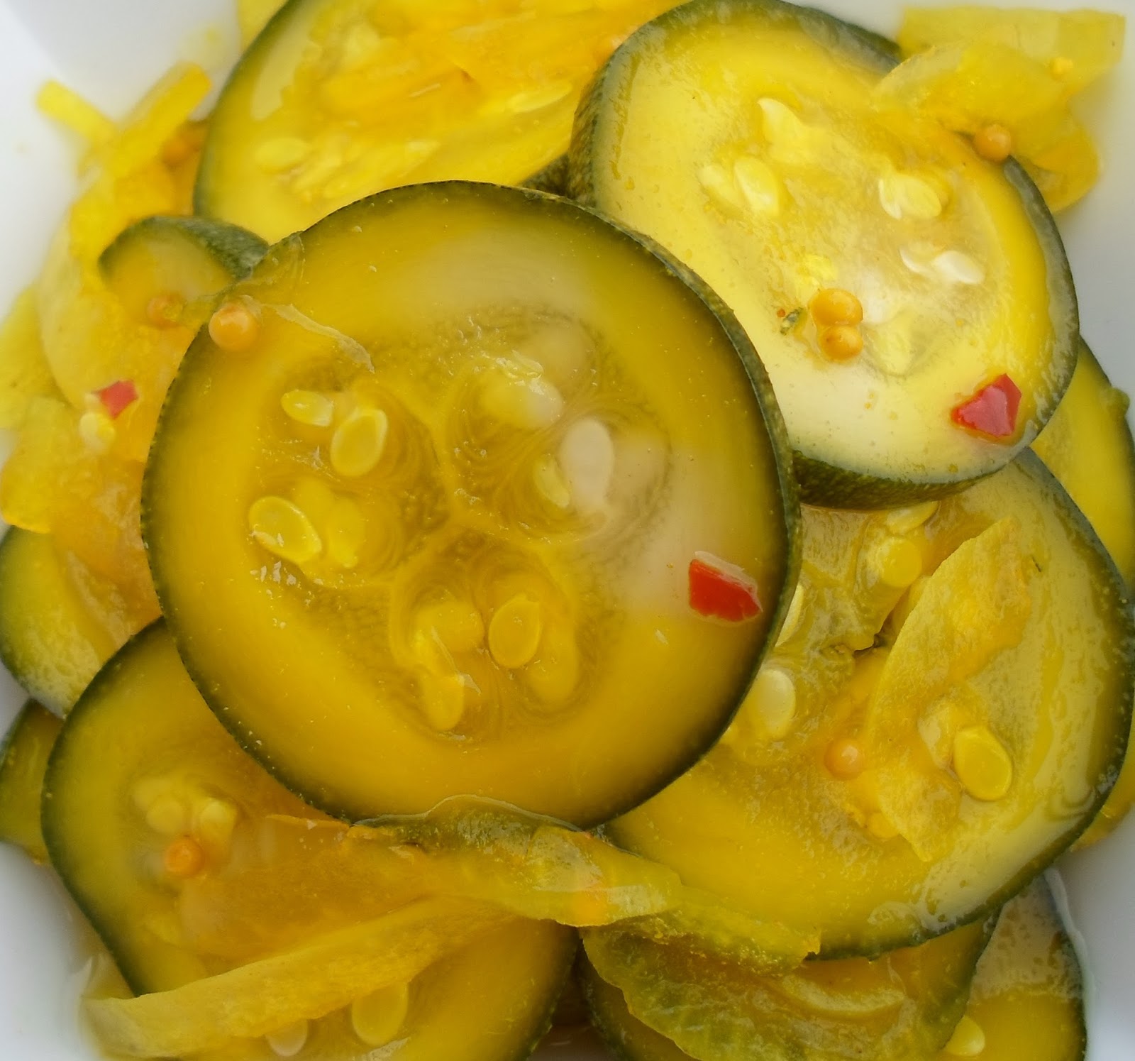 Happier Than A Pig In Mud Zucchini Refrigerator Pickles with Turmeric