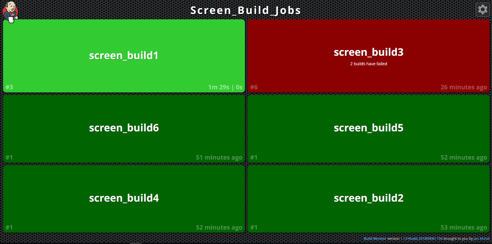Jenkins Jobs status dashboard by Build Monitor Plugin
