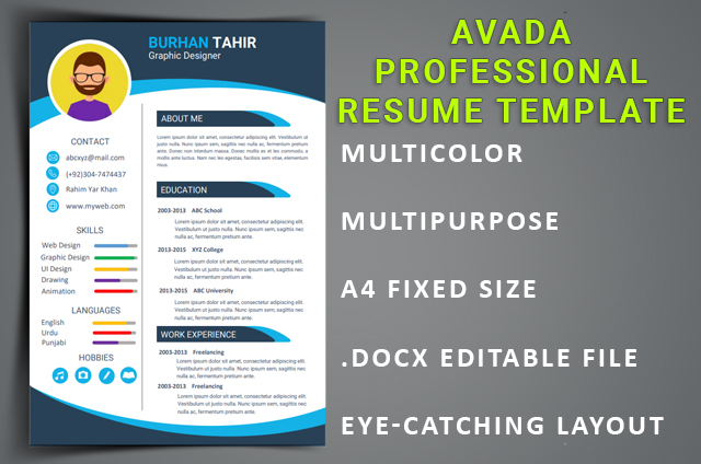 Avada Professional ResumeTemplate free download MS Word Resume Templates Avada Professional ResumeTemplate free download MS Word Resume Templates