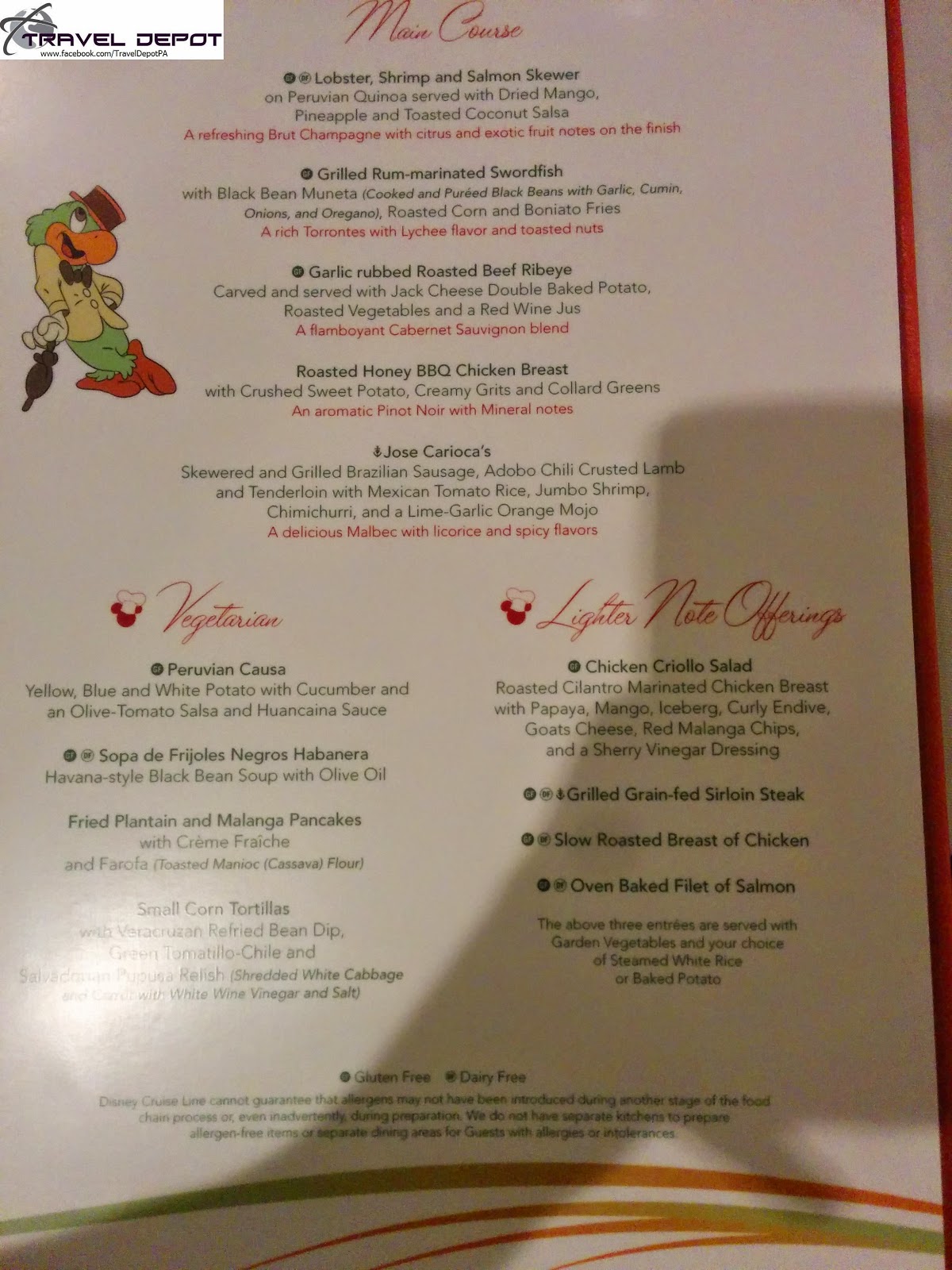 disney magic cruise restaurant menus