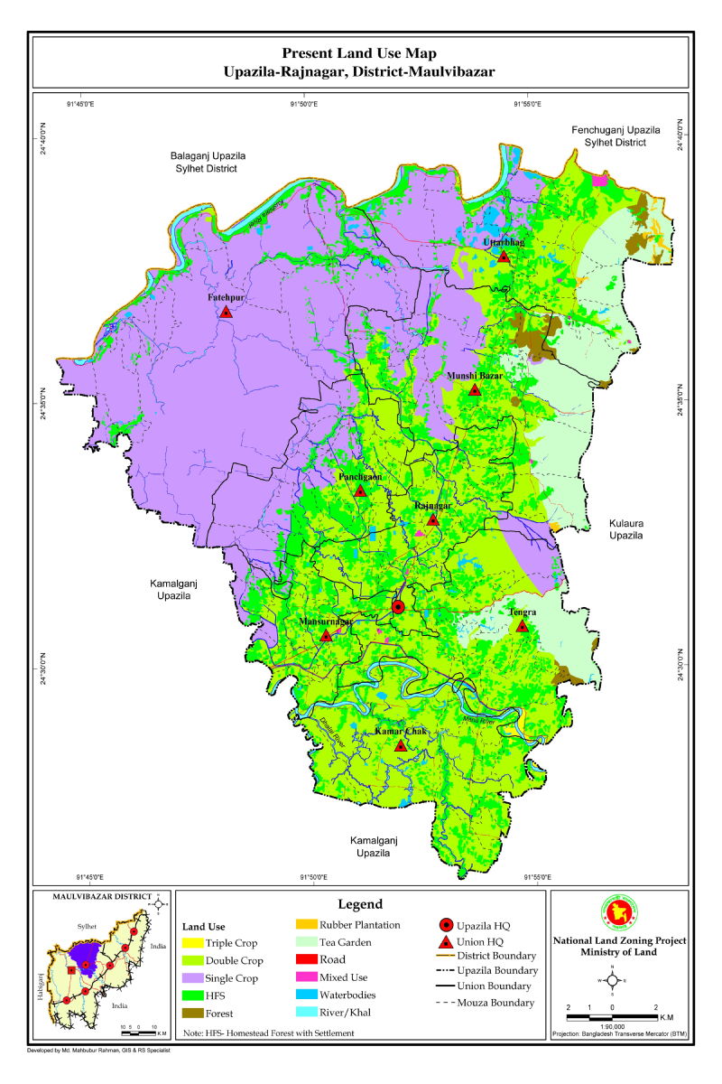 Rajnagar Upazila Mouza Map Moulvibazar District Bangladesh