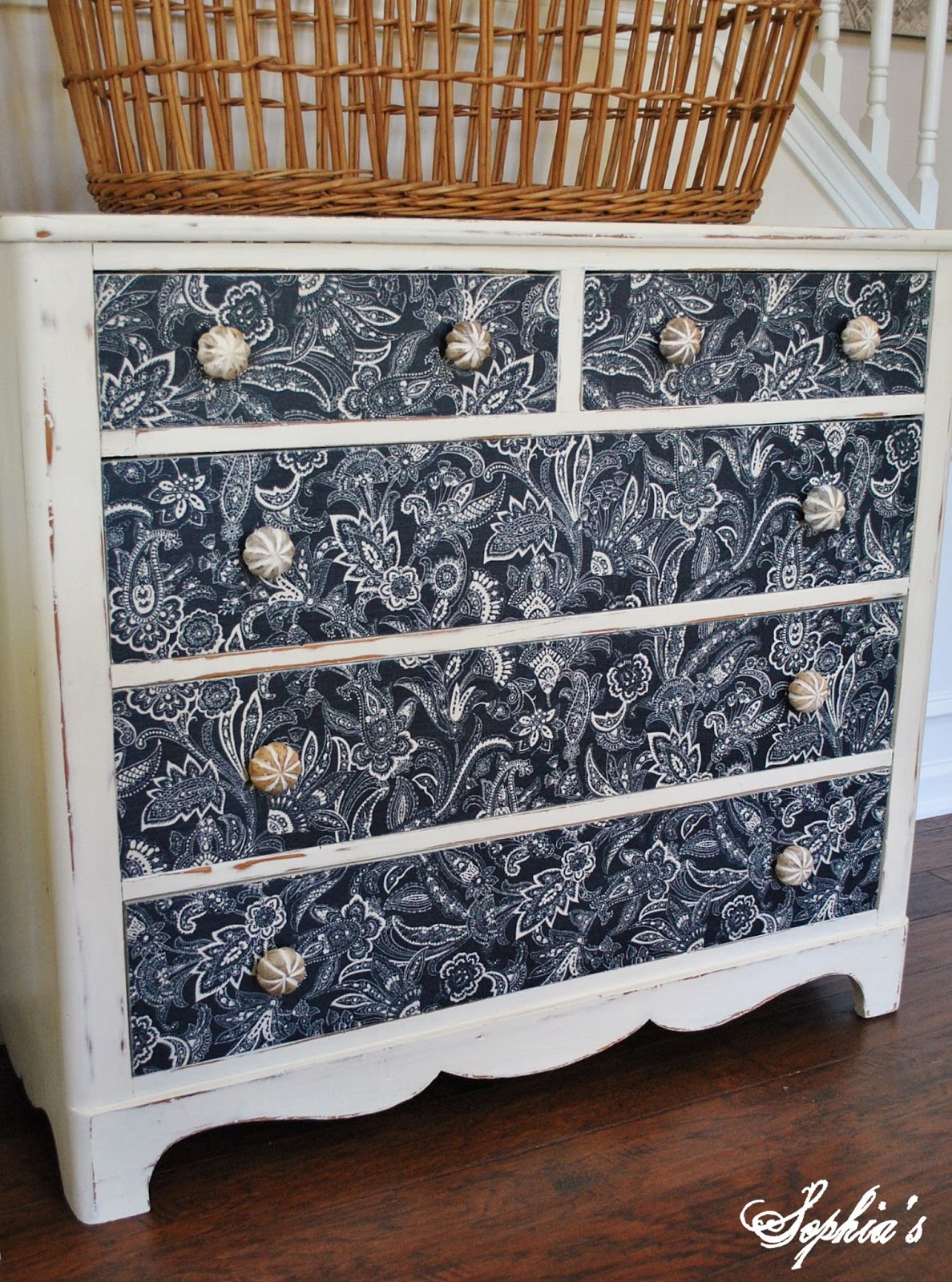 Sophia's Dresser Makeover with Fabric