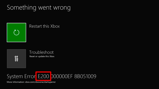 Códigos de error de inicio de Xbox One