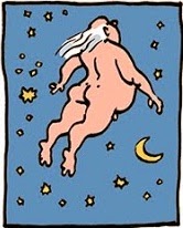 Laerte: Fat old guy among the moon & stars.