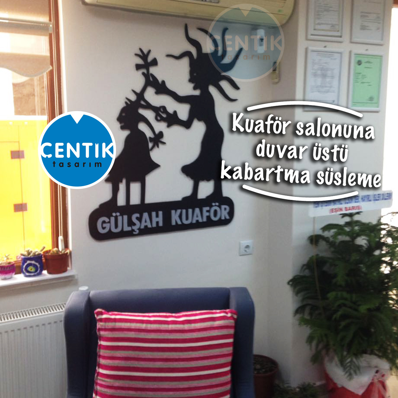 Çentik Tasarım Strafor parti dekorları Kuaför duvar süslemesi